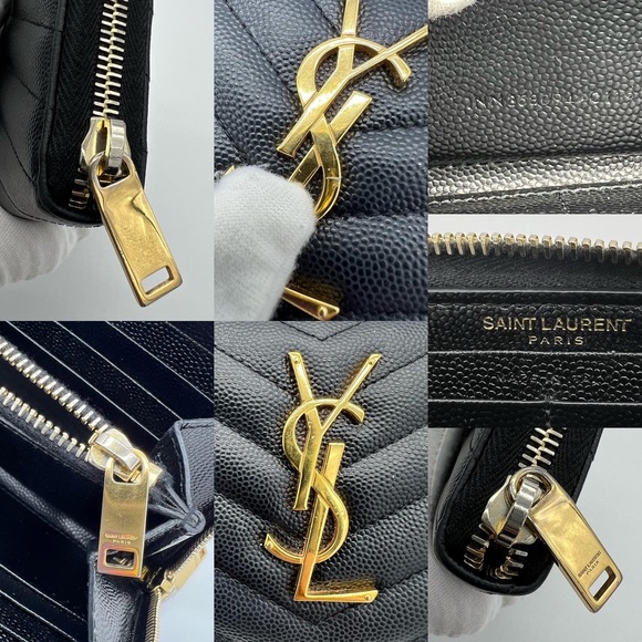 ❌SOLD❌Authentic Yves Saint Laurent zip around wallet in grain embossed calfskin - Picture 12 of 15